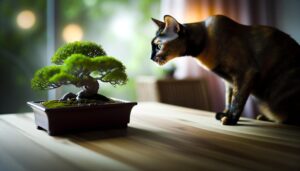 bonsai plants and cats