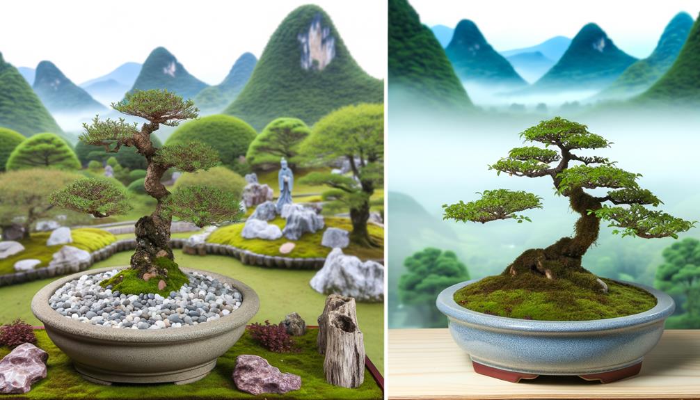 bonsai styles chinese vs japanese