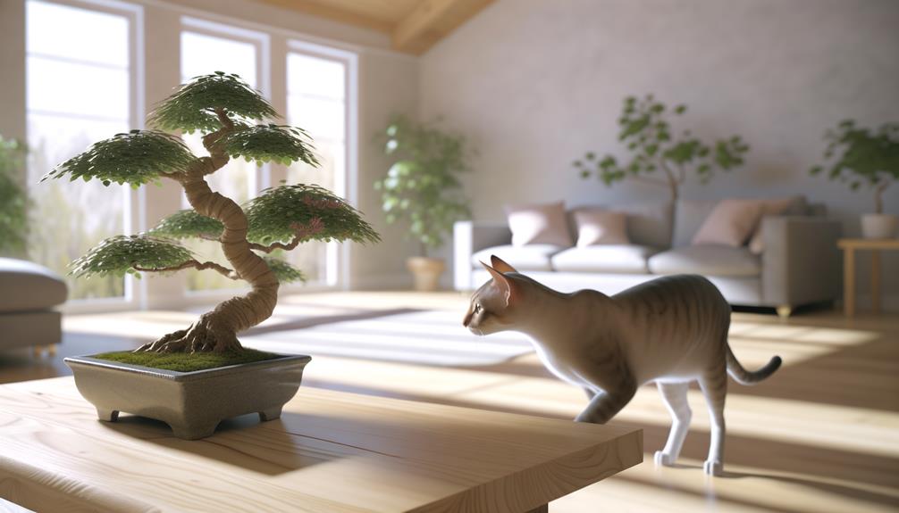 bonsai trees and cats