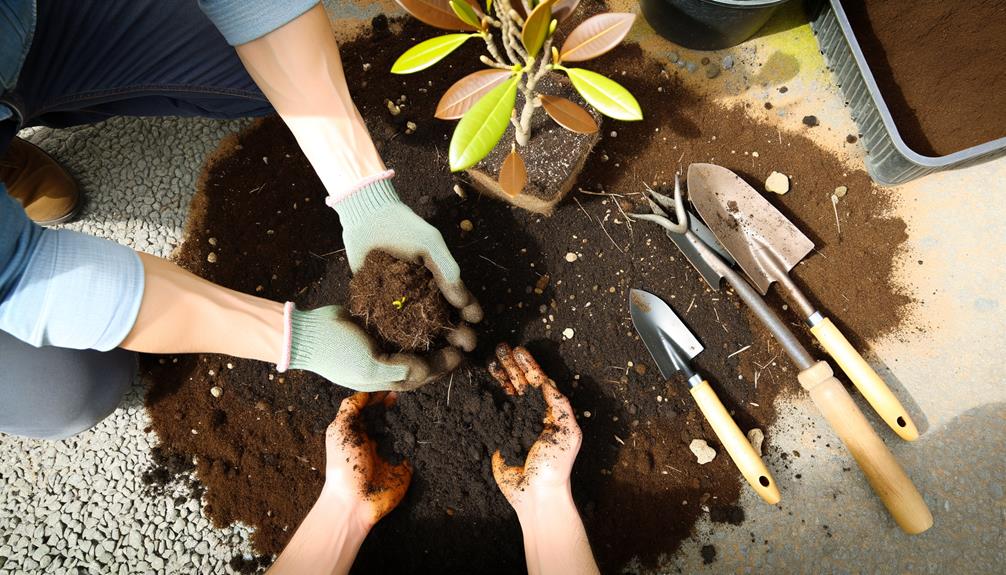 cultivating the garden bed